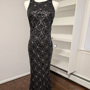 NWT Betsy & Adam Sequined Black Dress Sz 2